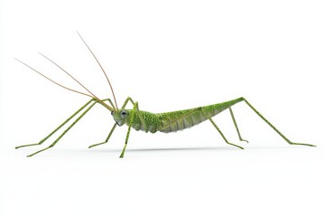 Stick insect crawling 3d render cartoon character on white background
