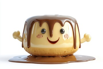 Sticky Toffee Pudding isolated in 3d cartoon character on white background