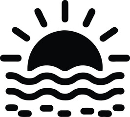 Fototapeta premium Sunset sunrise over ocean waters icon