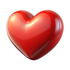 Shiny red heart shape isolated on a clean white background isolated on white background