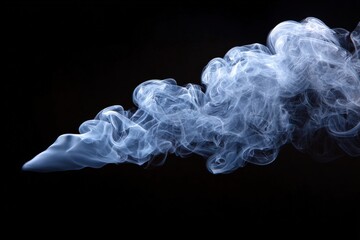 Wispy ethereal smoke plume against a stark black background