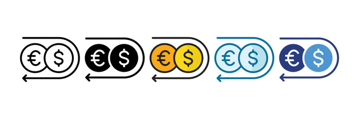 Currency Exchange Icon Set Multiple Style Collection