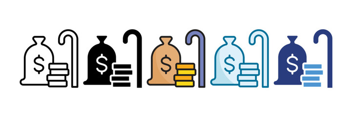 Retirement Fund Icon Set Multiple Style Collection