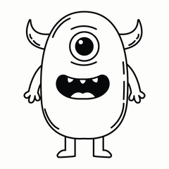 Curved-Horn Monster With Big Fangs And One Eye