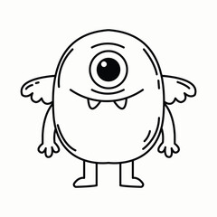 One-Eyed Monster Doodle With Little Winged Arms
