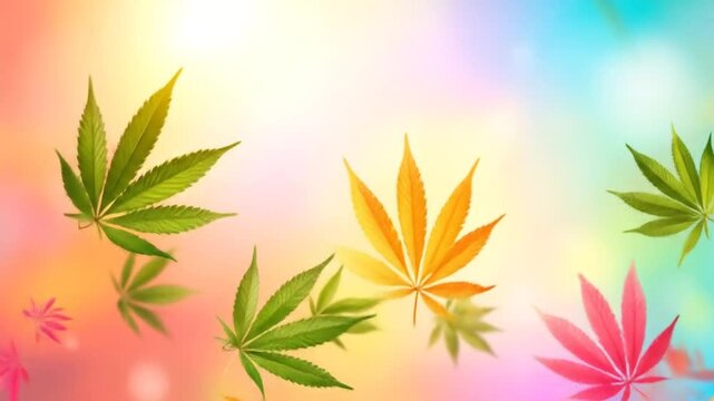 Vibrant Fall Cannabis Leaves in Motion