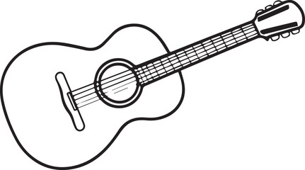 acoustic guitar outline vector illustration, line art	