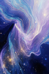 Generative AI Nebula Dreamscape: Cosmic Abstract Art Stars Space Galaxy Swirls Universe Blue Purple Gold Sparkle Texture Background Digital art Dream Imagination Fantasy - High Quality