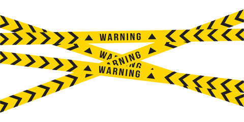 Yellow and black danger warning tape set: includes skull symbols for industrial safety, hazard areas, roads, and construction sites. Vector illustration on a white background in eps 10.