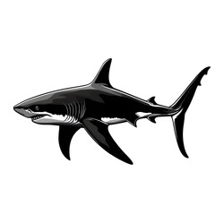 Obraz premium Hammerhead Shark black silhouette isolated on a transparent background