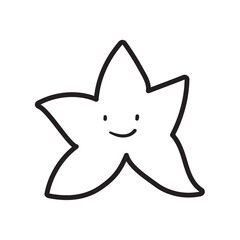 Happy star. Outline icon. Vector graphic design. Illustration on white background.
