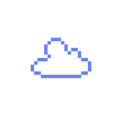8 bit cloud sign. Pixelated cloud symbol. Cyber nature image. Vector illustration. y2k aesthetics, brutalist element