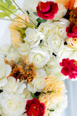 Stylish wedding Malay dais design with white velvet bench