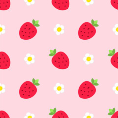 Seamless pattern with cute strawberry.