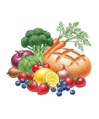 fruits and vegetables isolated