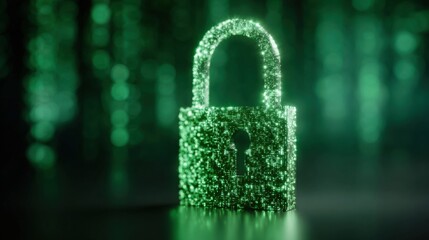Modern Quantum Cryptography Padlock with Digital Encryption Symbols Premium High-Quality Cybersecurity Concept for Tech Marketing Campaigns