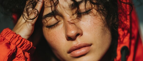 Authentic Young Woman Experiencing Stress Outdoors Premium Mental Health Concept for Wellness Marketing and Social Media Campaigns