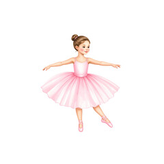 Fototapeta premium A beautiful young ballerina in a pink tutu gracefully dances, embodying the elegance of a princess