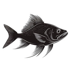 Fototapeta premium Halibut black silhouette isolated on a transparent background
