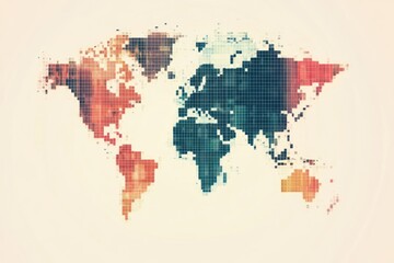 Obraz premium Modern infographic world map using square tiles and subtle color fading