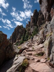 Authentic Adventure Hiking on Rocky Mountain Switchback Trail Premium Outdoor Endurance Experience for Millennial Explorer Marketing and Social Media Campaigns