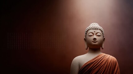 Premium Authentic Buddha Head Sculpture with Om Mani Padme Hum Mantra Banner for Meditation App Marketing and Spiritual Lifestyle Content Creation