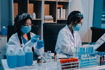 Modern Empty Science Laboratory With Microscopes, Test Tubes And Other Laboratory Equipments