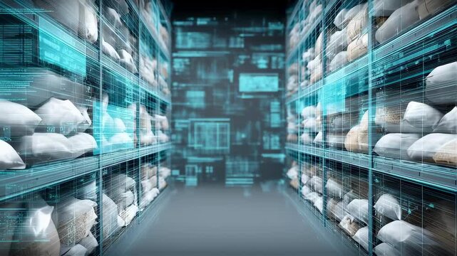 Innovative warehouse management system uses augmented reality and data visualization to track goods stored on shelves, improving efficiency and organization - Powered by Adobe