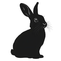 Fototapeta premium Rabbit black silhouette isolated on a transparent background 