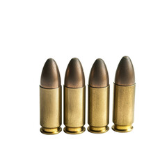 Close-up View of Four Modern Bullet Cartridges in a Row