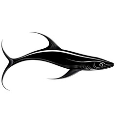 Remora black silhouette isolated on a transparent background