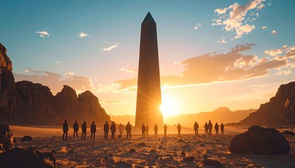 Beautiful sunset landscape over mountain range