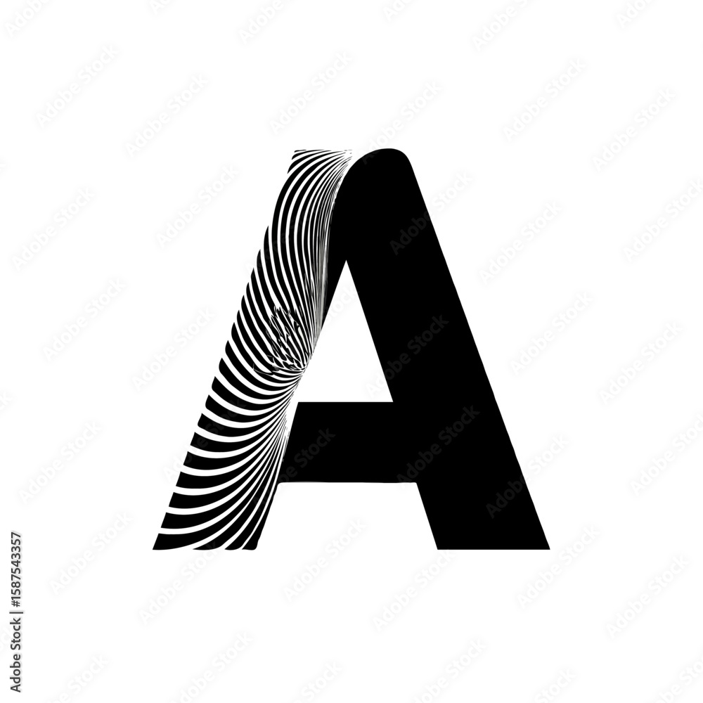 Fototapete vector art of letter a with abstract black and white pattern isolated on white background