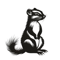 Skunk black silhouette isolated on a transparent background