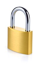 Fototapeta premium Gold padlock isolated on white