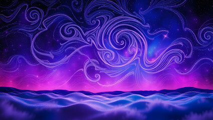 Naklejka premium Night Sky Abstract Waves