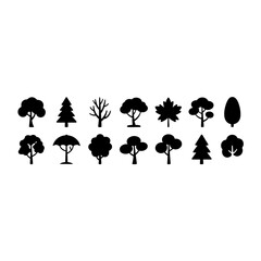 A Diverse Collection of Stylized Tree Silhouettes for Design Projects