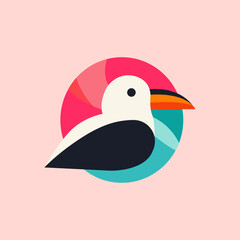 Obraz premium Animal Flat Illustration Turtle Good Ware Bird Colorful Vector Logo Design