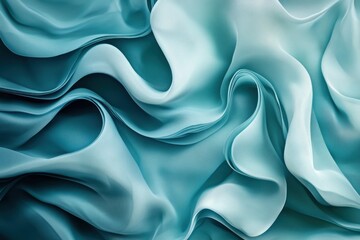 Fototapeta premium Luxurious aquamarine abstract texture with soft folds and dynamic movement