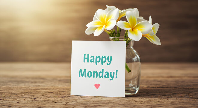 Thankyou card Happy Monday with flowers