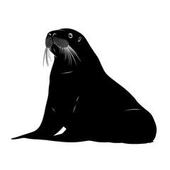 Walrus black silhouette isolated on a transparent background