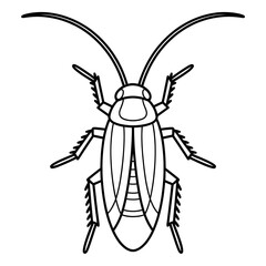 A black and white cockroach illustration line art of a coloring and