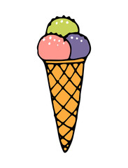 Ice Cream Delight: A vibrant and inviting illustration of a multi-flavored ice cream cone, perfect for conveying sweetness and joy.