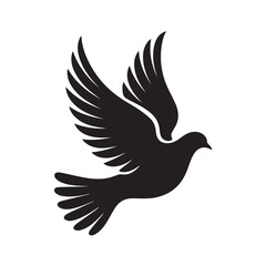 Fototapeta premium Elegant Dove Silhouette for Peace and Hope A Minimalist Vector Design Featuring a Black Bird in Flight, Symbolizing Freedom and Tranquility, Perfect for Logos and Art.