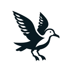 Fototapeta premium Minimal Flaying Seagull silhouette black white logo icon design vector illustration