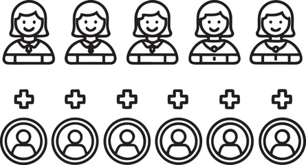 This vector set features cartoon people icons representing business and office groups, perfect for web and app design