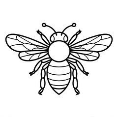 A black and white honeybee illustration line art of a coloring page 