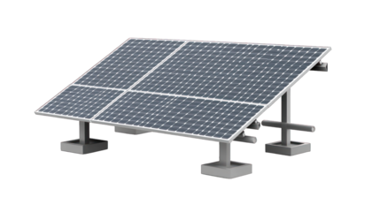 Solar panels stand against black. Energy solution, tech