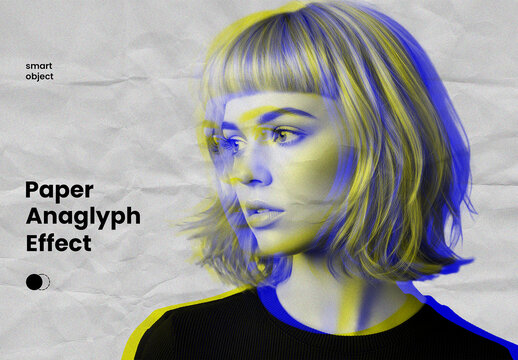 Anaglyph Crumpled Paper Photo Effect