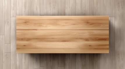 Obraz premium Wooden table on a light wooden floor surface in a minimalist setting during daytime.